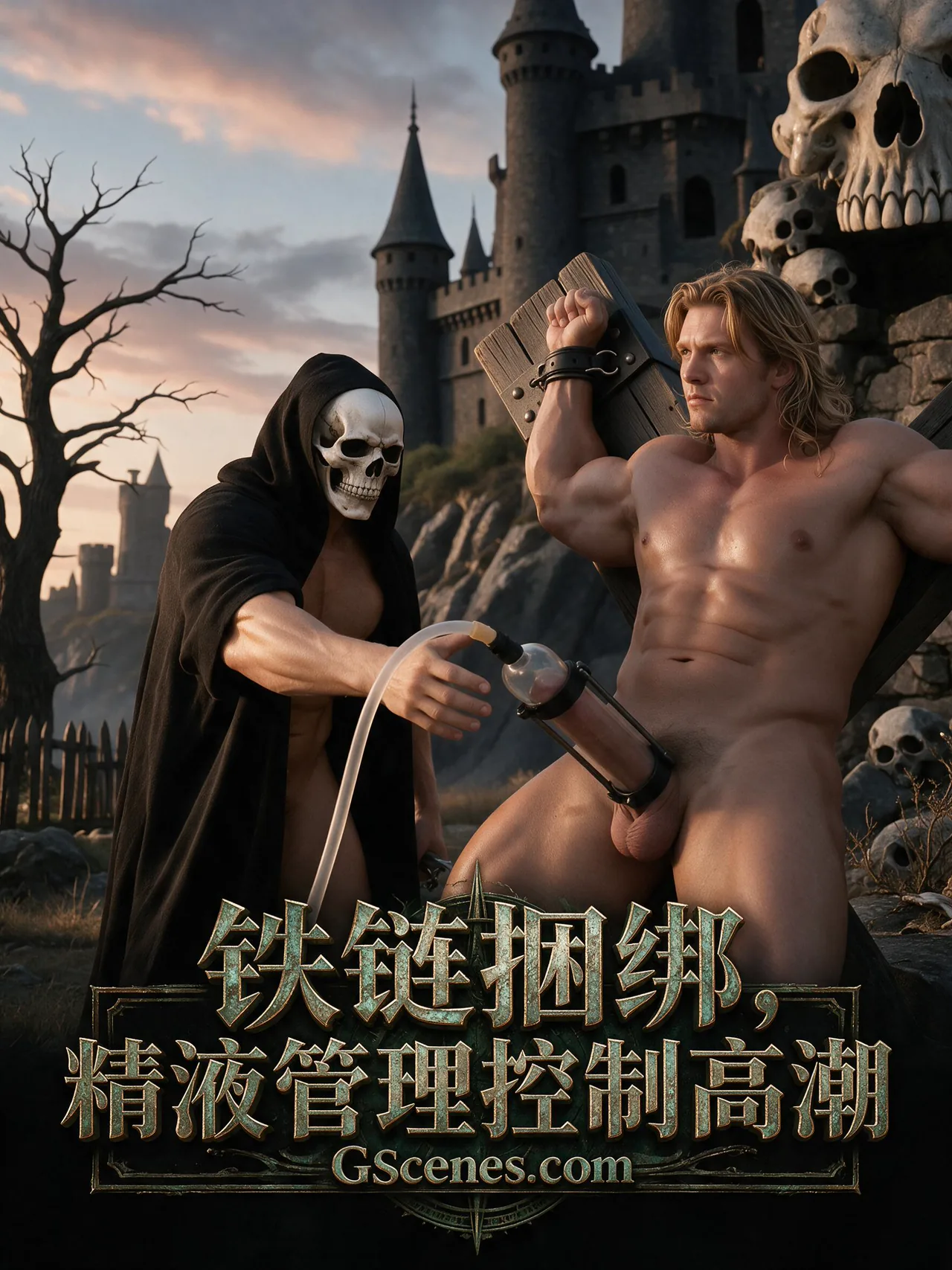 铁链捆绑,精液管理控制高潮